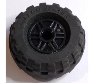 LEGO Svart Wheel Rim Ø18 x 14 with Pin Hole with Tire Balloon Wide Ø37 x 18