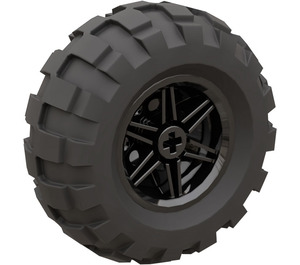 LEGO Black Wheel Rim Ø30 x 20 with No Pinholes, with Reinforced Rim with Tyre Balloon Wide Ø56 X 26