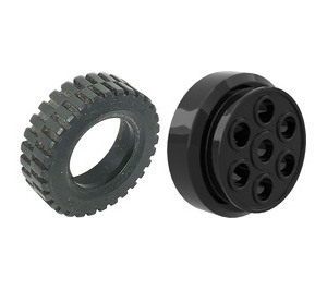 LEGO Black Wheel Rim 30mm x 12.7mm Stepped with Tire 13 x 24