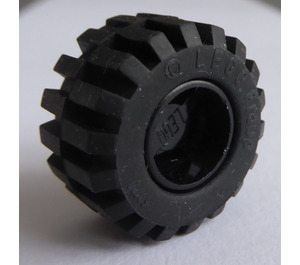 LEGO Black Wheel Rim Wide Ø11 x 12 with Notched Hole with Tire 21mm D. x 12mm - Offset Tread Small Wide with Bevelled Tread Edge