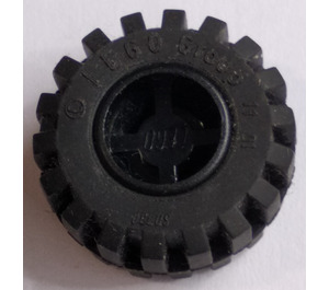 LEGO Schwarz Rad Felge Breit Ø11 x 12 mit Notched Loch mit Reifen 21mm D. x 12mm - Offset Treten Klein Breit mit Bevelled Treten Kante