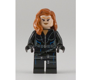 LEGO Schwarz Widow mit Mittellanges Haar und Blau Trim Minifigur