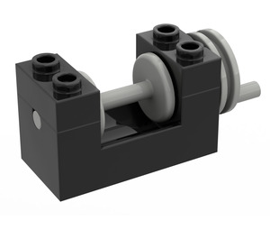 LEGO Noir Winch 2 x 4 x 2 avec Lumière Grey Drum (73037)