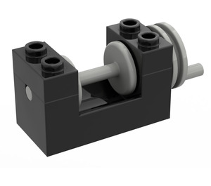 LEGO Zwart Winch 2 x 4 x 2 met Light Grey Drum (73037)