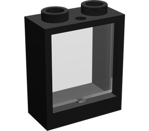 LEGO Black Window 1 x 2 x 2 without Sill with Transparent Glass