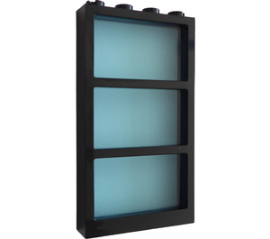LEGO Schwarz Fenster 1 x 4 x 6 Rahmen mit Transparent Light Blau Glas