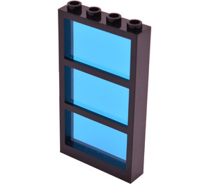 LEGO Black Window 1 x 4 x 6 with 3 Panes and Transparent Dark Blue Fixed Glass (6160)