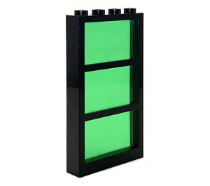 LEGO Zwart Venster 1 x 4 x 6 met 3 Ruiten en Transparant Groen Fixed Glas (6160)