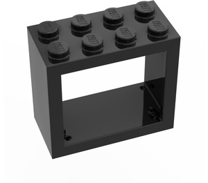 LEGO Svart Vindu 2 x 4 x 3 med avrundede hull (4132)