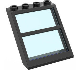LEGO Black Window 4 x 4 x 3 Roof with Centre Bar and Transparent Light Blue Glass (6159)