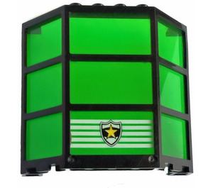 LEGO Zwart Venster Bay 3 x 8 x 6 met Transparant Green Glas met Politie Badge Sticker (30185)