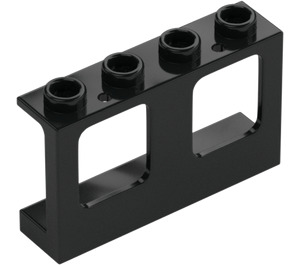 LEGO Noir Cadre de fenêtre 1 x 4 x 2 avec tenons creux (61345)