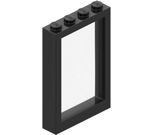 LEGO Zwart Raamkozijn 1 x 4 x 5 met Fixed Glas