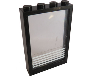 LEGO Black Window Frame 1 x 4 x 5 with Fixed Glass with White Stripes Sticker