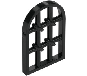 LEGO Nero Finestra Pane 1 x 2 x 2.7 Arrotondato Superiore con Twisted Bars (30045)