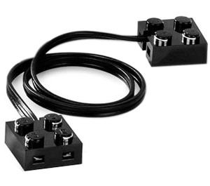 LEGO Black Wire with 2 x 2 x 0.7 Brick on each End 16 cm (20 Studs) (75938)