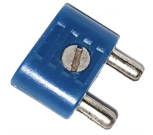 LEGO Blue 2 Pin Electric Connector (Rounded Narrow with Cross-Cut Pins)