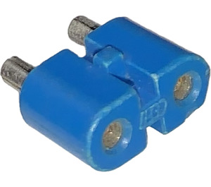 LEGO Blue 2 Prong Electric Connector with Cross-cut Pins