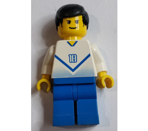 LEGO Blau und Weiß Fußballspieler mit "18" Minifigur