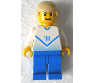 LEGO Azul y Blanco Team Player con Number 10 en Frontal y Parte trasera Minifigura