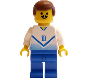 LEGO Modrá a Bílá Team Player s Number 11 na Přední a Zpět Minifigurka