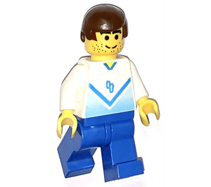 LEGO Modrá a Bílá Team Player s Number 4 na Přední a Zpět Minifigurka