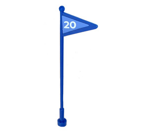 LEGO Blue Antenna 1 x 8 with Flag with '20' Sticker (30322)