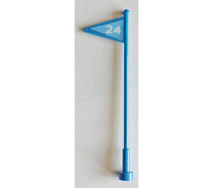 LEGO Blau Antenne 1 x 8 mit Flagge mit '24' Aufkleber (30322)