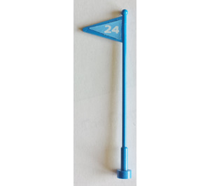 LEGO Blue Antenna 1 x 8 with Flag with '24' Sticker (30322)