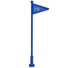 LEGO Blauw Antenne 1 x 8 met Vlag met '73' Sticker (30322)