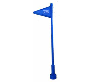 LEGO Blauw Antenne 1 x 8 met Vlag met "75" Sticker (30322)