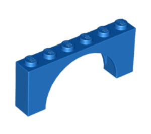 레고 파란색 아치 1 x 6 x 2 밑면이 강화되지 않은 얇은 상단 (12939)