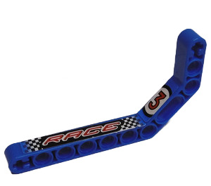 LEGO Blue Beam 3 x 3.8 x 7 Bent 45 Double with '3', 'RACE', Right Sticker (32009)