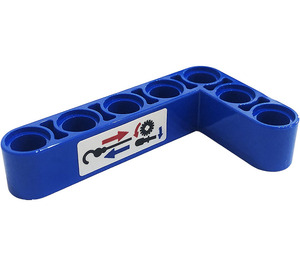 LEGO Blauw Balk 3 x 5 Krom 90 graden, 3 en 5 Gaten met Haak, Arrows, Tandwiel Sticker (32526)