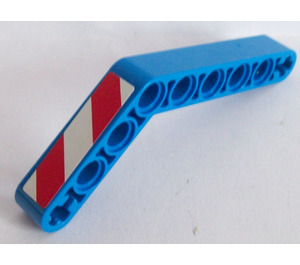 LEGO Blue Beam Bent 53 Degrees, 4 and 6 Holes with Red and White Danger Stripes (Left Side) Sticker (6629)