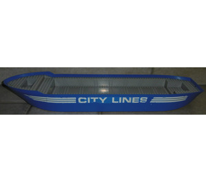 LEGO Blue Boat Hull Floating 74 x 18 x 7 with White 'CITY LINE' and White Stripes (both sides) Sticker (57789)