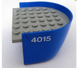 LEGO Blue Boat Section Stern 6 x 6 x 3 & 1/3 with Gray Deck with '4015' on Both Sides Sticker