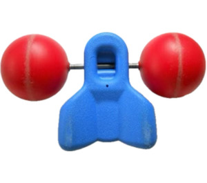 LEGO Blue Bow Tie on Metal Axle with 2 red ball wheels for set 2022