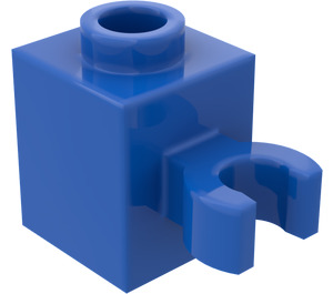 LEGO Blau Backstein 1 x 1 mit Vertikale Clip (O-Clip öffnen, Hohlbolzen) (60475 / 65460)