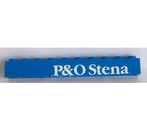 레고 파란색 벽돌 1 x 10 ~와 함께 'P&O Stena' 상표 (6111)