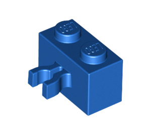 LEGO Bleu Brique 1 x 2 avec Verticale Clip (Écart dans le clip) (30237)