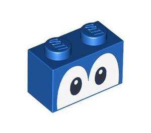 LEGO Blue Brick 1 x 2 with Yoshi Eyes with Bottom Tube (68946 / 101881)