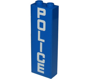LEGO Blue Brick 1 x 2 x 5 with POLICE Sticker with Stud Holder (2454)