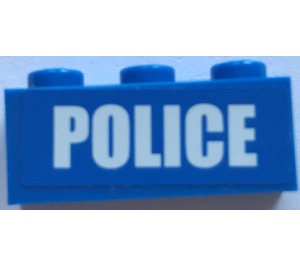 LEGO Blue Brick 1 x 3 with White 'POLICE', Narrow Sticker (3622)