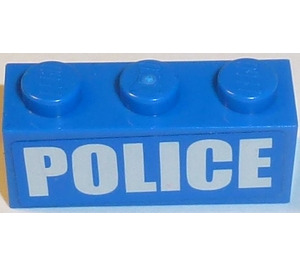 LEGO Blue Brick 1 x 3 with White 'POLICE' Sticker (3622)