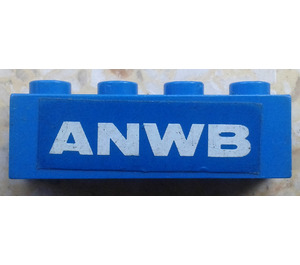 LEGO Blue Brick 1 x 4 with 'ANWB' Sticker (3010)