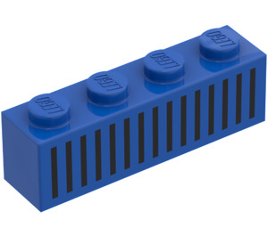 LEGO Blue Brick 1 x 4 with Black 15 Bars Grille (3010)