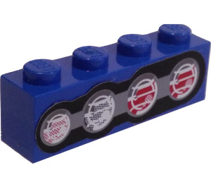 LEGO Blue Brick 1 x 4 with Brake and Tail Lights (Right) Sticker (3010)