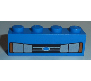LEGO Blue Brick 1 x 4 with Car Headlights and Blue Oval (3010)