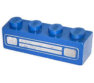LEGO Bleu Brique 1 x 4 avec Chrome Argent Auto Grille et Headlights (En relief) (3010)